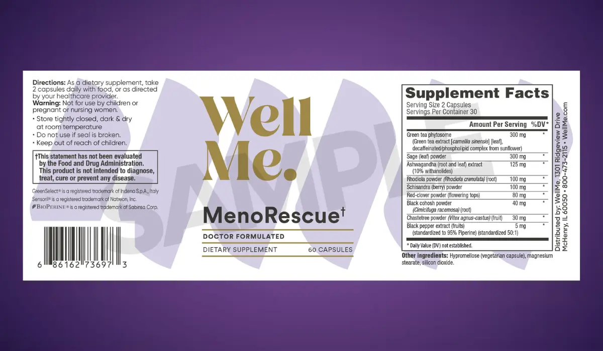  MenoRescue Supplement Facts
