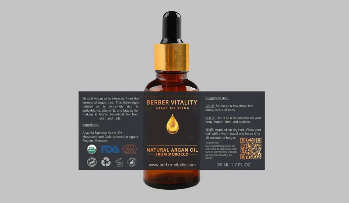 Berber Vitality Argan Oil Serum Supplement Facts