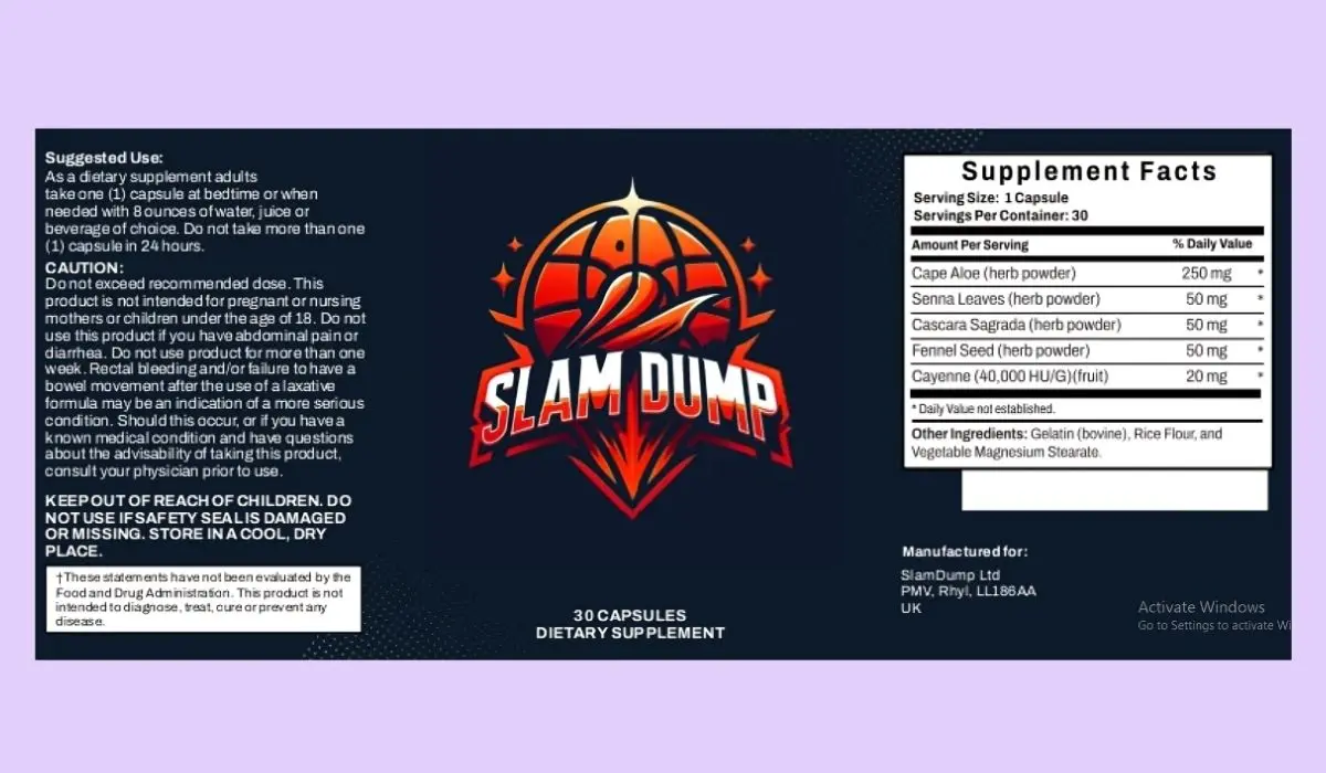 Slam Dump Supplement Facts